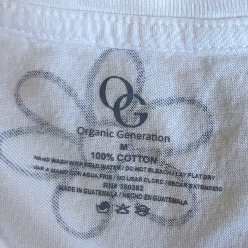 Organic Generation Floral Crop Shirt - White & Black 100% Cotton Sz M‎ - Picture 2 of 4